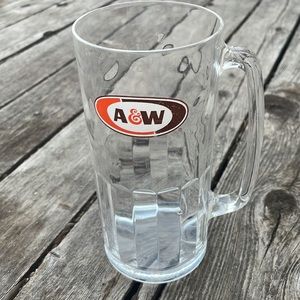Vintage A&W Root Beer Mug Clear Plastic w/ light wear